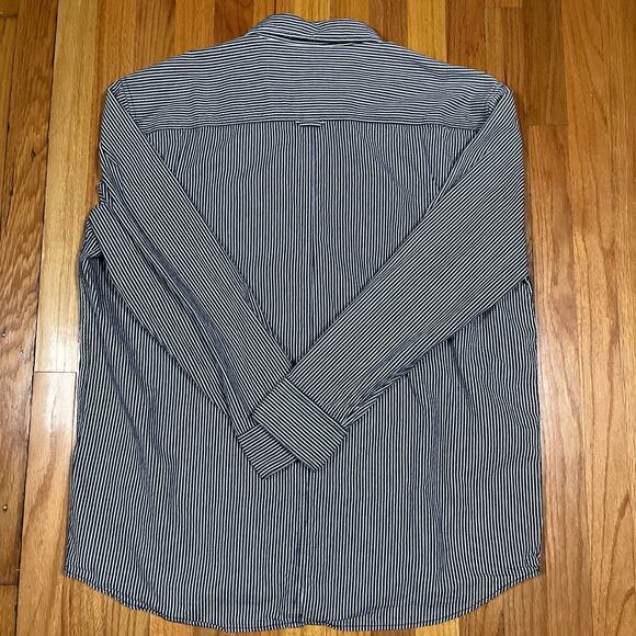 Hickory Striped Black Snap Button Long Sleeve Shirt Freude Japan Brand 3L XL - Picture 5 of 10